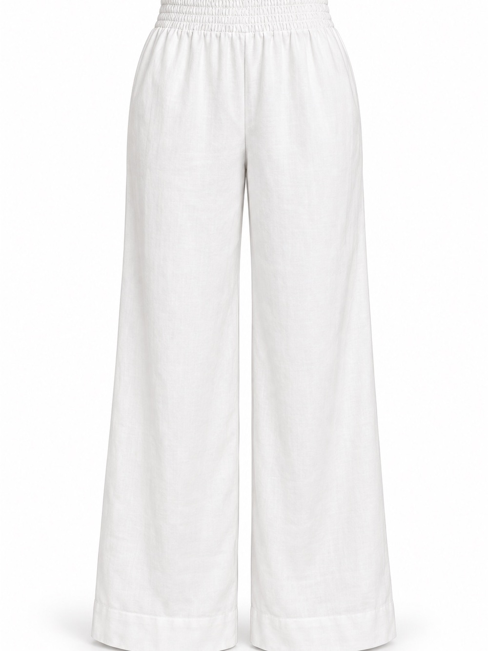 On 34th White Linen Blend Smocked Wide Leg Pants Medium